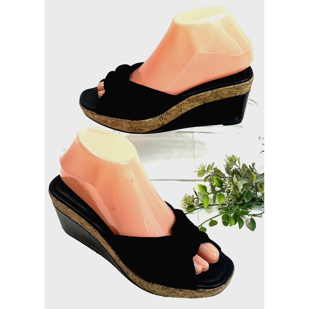 Donald J Pliner CHARM Knotted Platform Sandals Womens Sz 6.5 M Patent Wedge Cork